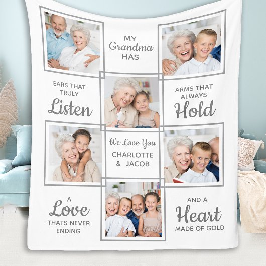 Custom Foto Collage Großmutter Fleecedecke
