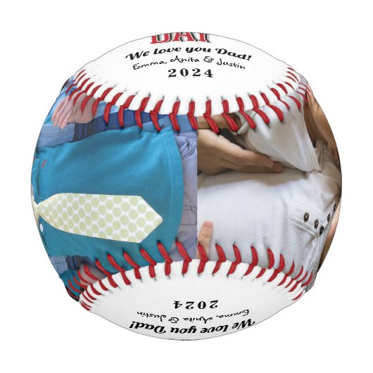 Custom Foto Collage Happy Vatertag Baseball (Vorderseite)