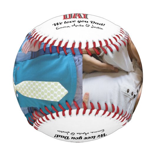 Custom Foto Collage Happy Vatertag Baseball (Vorderseite)