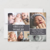 Custom Foto Collage Hello World Babys Magneteinladung (Vorderseite)