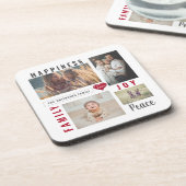 Custom Foto Collage Liebe Joy Family Getränkeuntersetzer (Linke Seite)