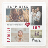 Custom Foto Collage Liebe Joy Family Glasuntersetzer (Vorderseite)