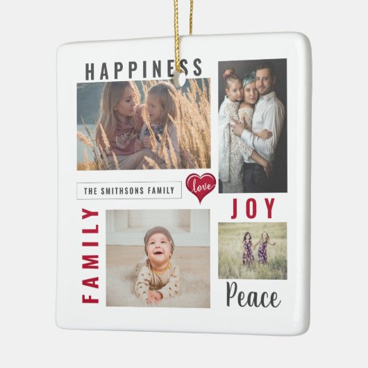 Custom Foto Collage Liebe Joy Family Keramikornament (Links)