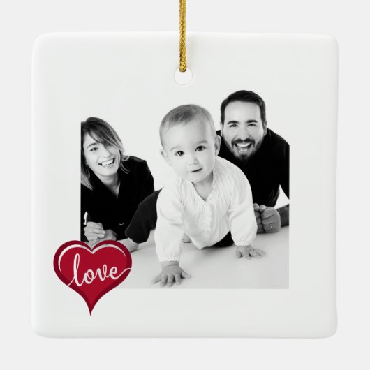 Custom Foto Collage Liebe Joy Family Keramikornament (Rückseite)