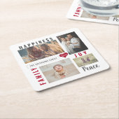 Custom Foto Collage Liebe Joy Family Rechteckiger Pappuntersetzer (angewinkelt)