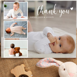 Custom Foto Collage Modern Vielen Dank Baby Dusche Postkarte