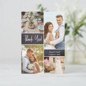 Custom Foto Collage Moderne Hochzeitskhalkboard Dankeskarte (Stehend Vorderseite)