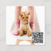 Custom Foto Collage Monogram Dog Social Media Quadratische Visitenkarte (Rückseite)