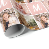 Custom Foto Collage Monogram Weihnachts-Rose Gold Geschenkpapier (Rolleneckpunkt)