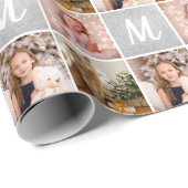 Custom Foto Collage Monogram Weihnachtssilber Geschenkpapier (Rolleneckpunkt)