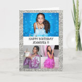 Custom Foto Collage Name Glitzer Glückwunsch Gebur Karte (Vorderseite)
