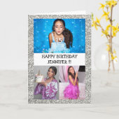 Custom Foto Collage Name Glitzer Glückwunsch Gebur Karte (Gelbe Blume)