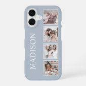 Custom Foto Collage Personalisiert Dusty Blue iPhone 16 Hülle (Rückseite)