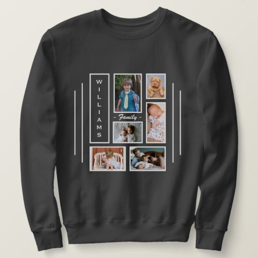 Custom Foto Collage Personalisiert Men Dark Gray Sweatshirt (Design vorne)