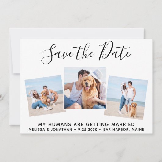 Custom Foto Collage Pet Hund Hochzeit Save The Date (Vorderseite)