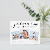 Custom Foto Collage Pet Wedding Hund Save the Date Ankündigungspostkarte (Stehend Vorderseite)