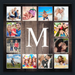 Custom Foto Collage Rustic Bauernfamilie<br><div class="desc">Erstellen Sie Ihr eigenes personalisiertes 12-Foto-Collage-Foto mit Ihren individuellen Bildern auf einem rustikalen Holzputz-Hintergrund im Bauernstil. Das Design beinhaltet auch Ihr Monogramm. Fügen Sie Ihre Lieblings-Fotos,  Designs oder Kunstwerke,  um etwas wirklich Einzigartiges zu schaffen.</div>