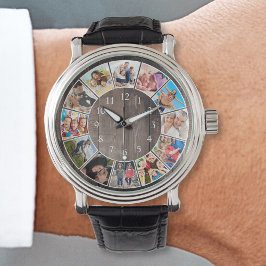 Custom Foto Collage Rustic Bauernfamilie Armbanduhr