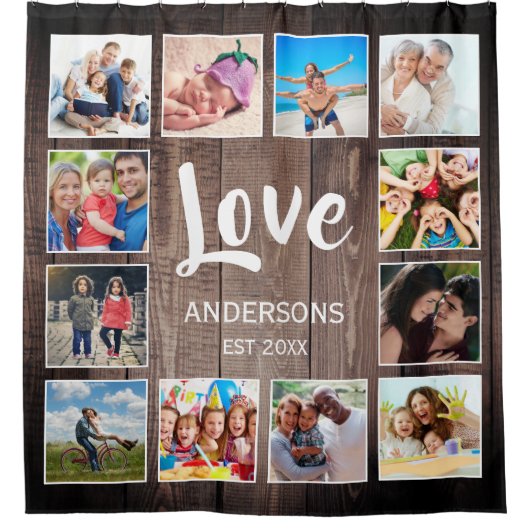 Custom Foto Collage Rustic Bauernfamilie Duschvorhang (Vorderseite)