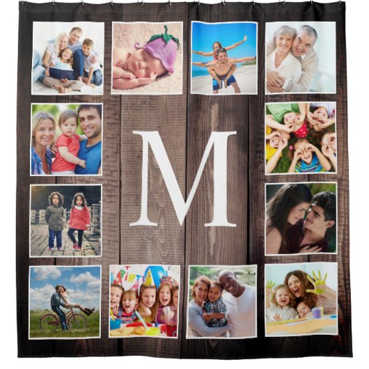 Custom Foto Collage Rustic Bauernfamilie Duschvorhang (Vorderseite)