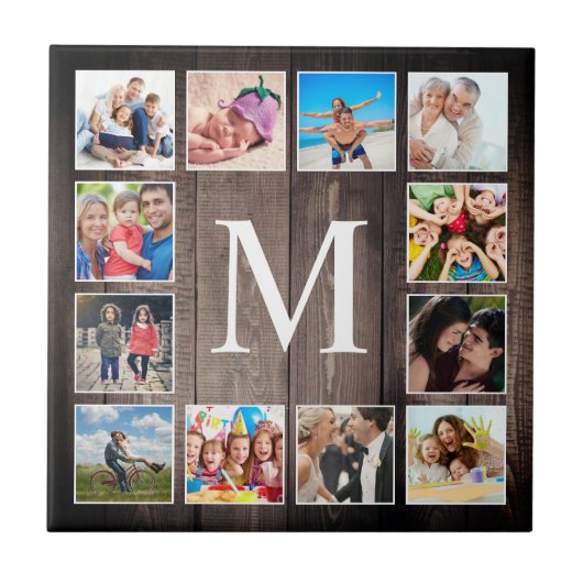Custom Foto Collage Rustic Bauernfamilie Fliese (Vorderseite)