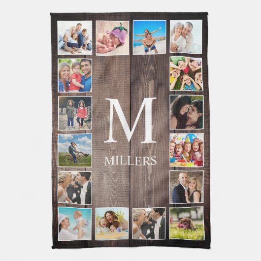 Custom Foto Collage Rustic Bauernfamilie Geschirrtuch (Vertikal)