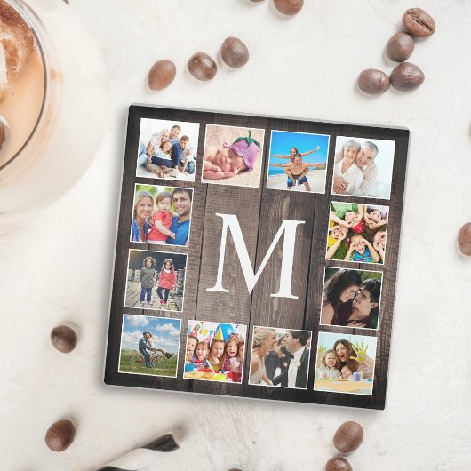 Custom Foto Collage Rustic Bauernfamilie Glasuntersetzer