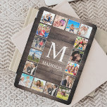 Custom Foto Collage Rustic Bauernfamilie iPad Pro Cover<br><div class="desc">Erstellen Sie Ihre eigene personalisierte Collage aus 16 Fotos mit dem passenden Cover auf einem rustikalen Holzputz-Hintergrund im Bauernstil. Das Design beinhaltet auch Ihr Monogramm. Fügen Sie Ihre Lieblings-Fotos,  Designs oder Kunstwerke,  um etwas wirklich Einzigartiges zu schaffen.</div>