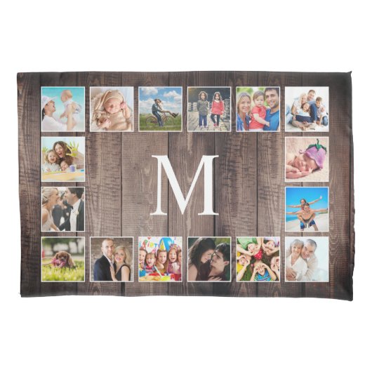 Custom Foto Collage Rustic Bauernfamilie Kissenbezug (Vorderseite)