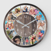 Custom Foto Collage Rustic Bauernfamilie Runde Wanduhr (Vorderseite)