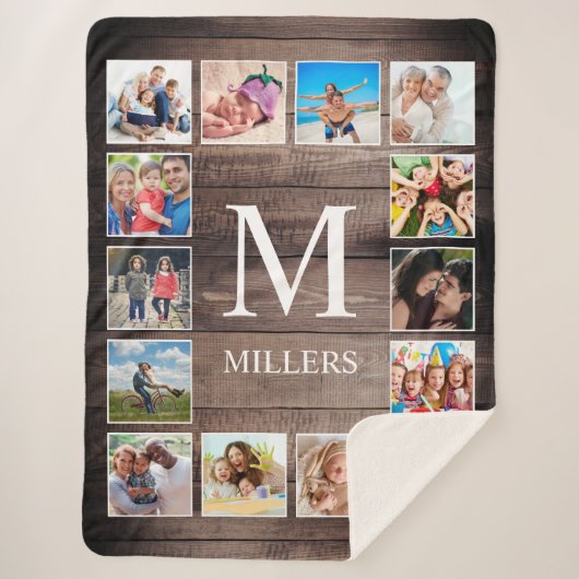 Custom Foto Collage Rustic Bauernfamilie Sherpadecke (Vorderseite)