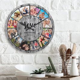 Custom Foto Collage Rustic Bauernhof Runde Wanduhr
