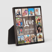 Custom Foto Collage Rustic Farmhouse Love Family Fotoplatte (Vorderseite)