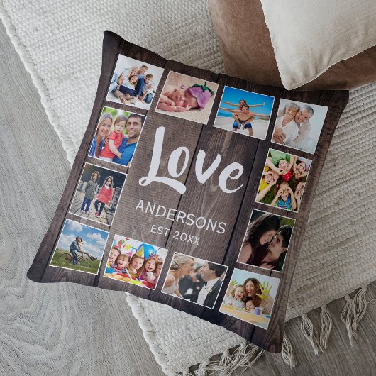 Custom Foto Collage Rustic Farmhouse Love Family Kissen