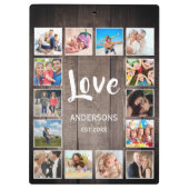 Custom Foto Collage Rustic Farmhouse Love Family Klemmbrett (Rückseite)