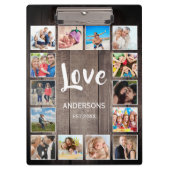 Custom Foto Collage Rustic Farmhouse Love Family Klemmbrett (Vorderseite)