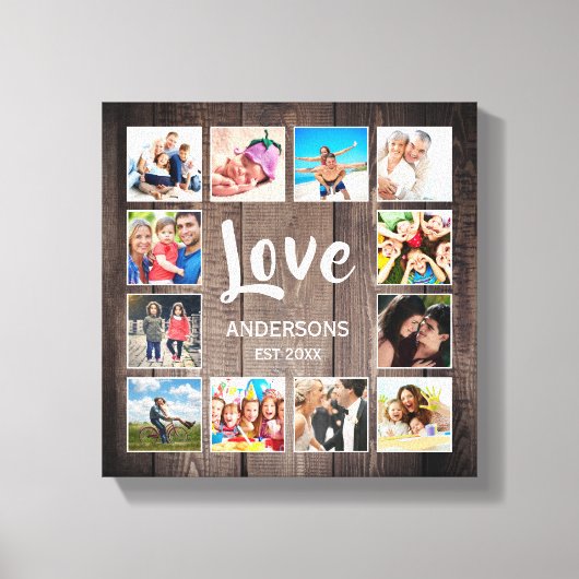 Custom Foto Collage Rustic Farmhouse Love Family Leinwanddruck (Vorderseite)