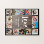 Custom Foto Collage Rustic Farmhouse Love Family Puzzle (Horizontal)