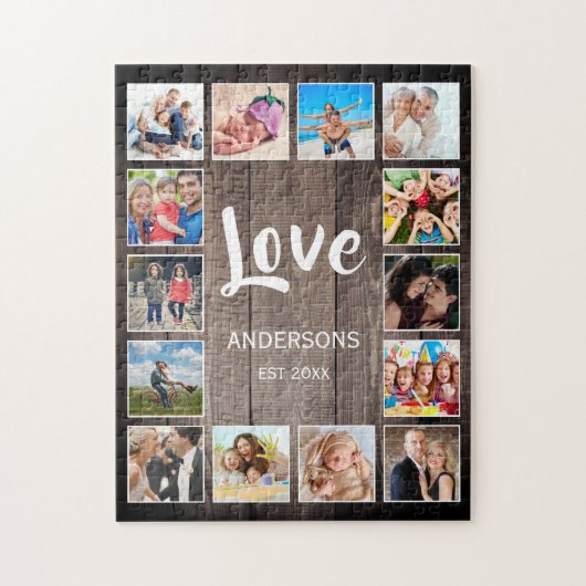 Custom Foto Collage Rustic Farmhouse Love Family Puzzle (Vertikal)