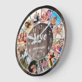 Custom Foto Collage Rustic Farmhouse Love Family Runde Wanduhr (Winkel)