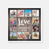 Custom Foto Collage Rustic Farmhouse Love Family Serviette (Vorderseite)