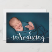 Custom Foto Collage Script Overlay Baby Birth Ankündigung (Vorderseite)