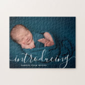 Custom Foto Collage Script Overlay Baby Birth Ann Puzzle (Horizontal)