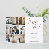 Custom Foto Collage Wedding Dankeschön Karte (Stehend Vorderseite)