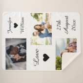 Custom Foto Collage Wedding Date Liebe White Sherpadecke (Vorderseite (Horizontal))