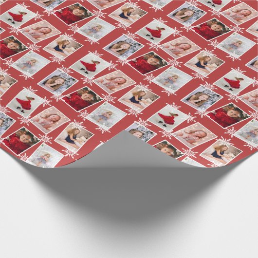 Custom Foto Collage Weihnachtsschneeflocken  Geschenkpapier (Ecke)