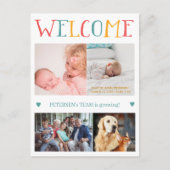 Custom Foto Collage WELCOME Neugeburt Ankündigungspostkarte (Vorderseite)