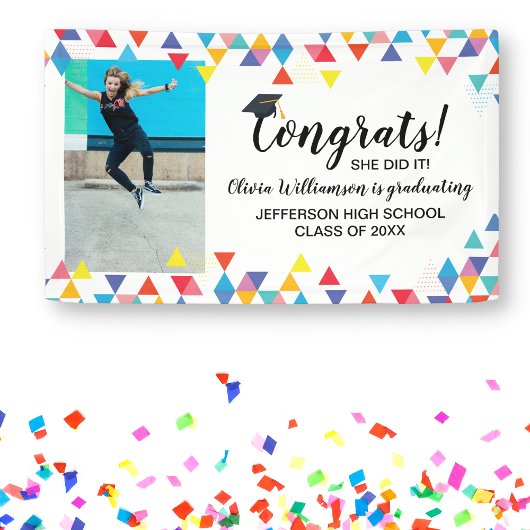 Custom Foto Colorful Glückwunschs Graduation Party Banner
