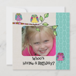Custom Foto Colorful Owls Geburtstag Einladung