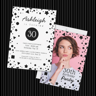 Custom Foto Confetti 30. Geburtstag Einladung